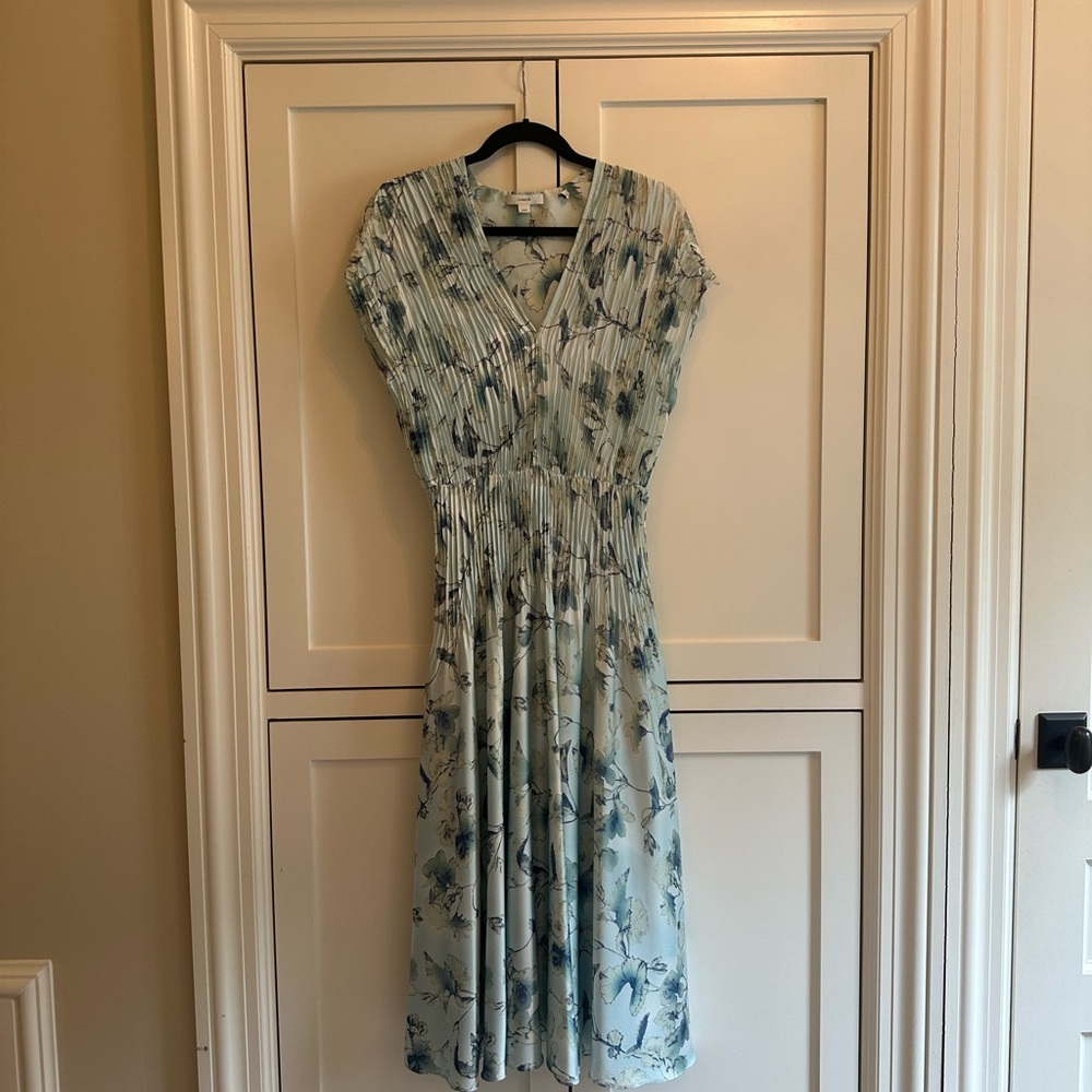 Vince Pleated Blue Dress